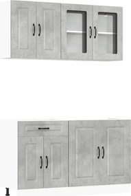 vidaXL Set dulapuri de bucătărie 4 piese „Kalmar” gri beton Lemn