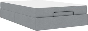 vidaXL Cadru de pat cu saltea cu saltea 2 pcs Gri deschis țesătură