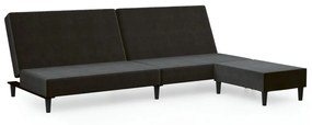 3080496 vidaXL Canapea extensibilă cu taburet, 2 locuri, negru, catifea