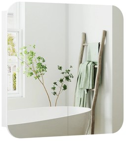 HOMCOM Dulap de perete pentru baie cu oglindă arcuită mobilier pentru baie rafturi reglabile uși oglindă 68 x 13 x 66 cm alb | Aosom Romania