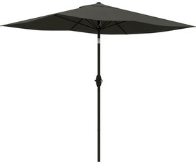 Outsunny Umbrelă de Soare Dreptunghiulară, Umbrelă pentru terasă cu înclinare și deschidere cu manivelă, 300x200x248 cm, Gri | Aosom Romania