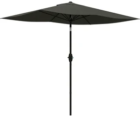 Outsunny Umbrelă de Soare Dreptunghiulară, Umbrelă pentru terasă cu înclinare și deschidere cu manivelă, 300x200x248 cm, Gri | Aosom Romania