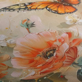 Tablou - Fluture și flori, pictură în ulei (120x50 cm)