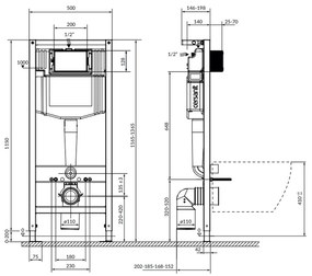 Rezervor wc incastrat Cersanit System 50, pneumatic