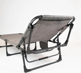 Șezlong pliabil, gri, 189,5 x 58,5 x 33,5 cm
