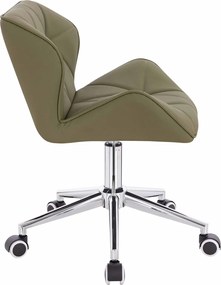 HR111K Scaun Khaki Piele Ecologica Premium Soft cu Bază Cromata