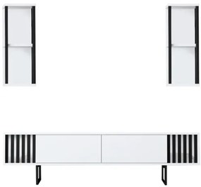 Set de mobilier pentru living Chrome, Alb- Negru