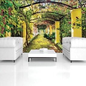 Fototapet - Stăduță cu flori (152,5x104 cm)