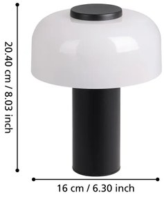 Lampă LED dimabilă de exterior Eglo 900984 PONENTE 2,25W/5V 5200mAh IP44 negru/alb