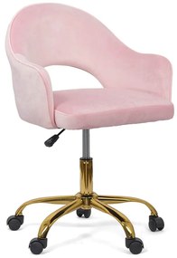 Scaun pentru birou din catifea cu baza aurie OFF 640 roz