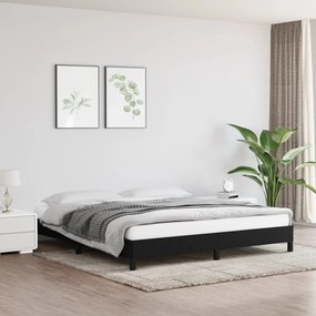 Cadru de pat, negru, 180 x 200 cm, material textil Negru, 25 cm, 180 x 200 cm