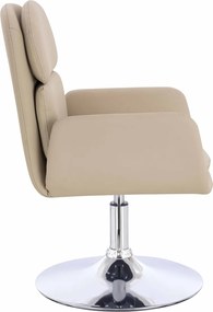 HR480N Scaun Crem Piele Ecologica Premium Soft cu Bază Cromata