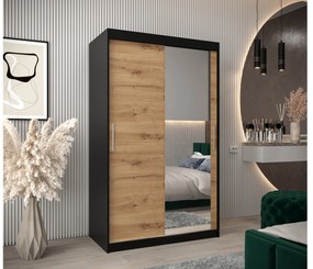 Dulap de haine 120 cm Toki 2 (negru mat + stejar artisan). 1064977