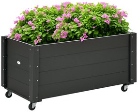 Outsunny Jardinieră de Grădină din Lemn de Brad cu Roti și Orificiu de Drenaj, Captuseală din Material Netesut, 89x48x47 cm | Aosom Romania