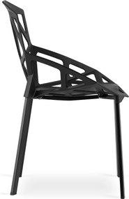 Set de masa 1 + 4, masa TESSA 120x60 cm neagra/decor stejar + scaun plastic negru ESSEN