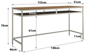 Birou cu blat cu aspect de lemn de nuc 51x153 cm Bradford – Støraa
