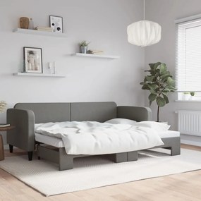 vidaXL Pat de zi cu extensie, gri închis, 80x200 cm, textil