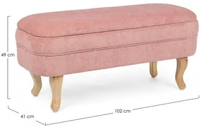 Bancheta roz din catifea, cu spatiu de depozitare, Chenille Bizzotto