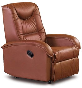 Fotoliu cu recliner Jeff, piele ecologica maro, 85x93/163x101 cm