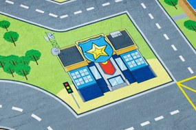 BAMBINO 9028 covor lavabil Oraș, străzi pentru copii anti-alunecare - verde / gri