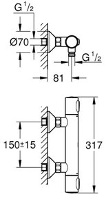 GROHE 34840000 - Baterie termostatică pentru duș PRECISION, DN 15, crom lucios