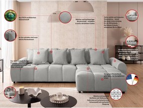 Colțar gri deschis (cu colț pe partea dreaptă/cu șezlong) Albane – Ropez