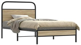 vidaXL Cadru de pat fără saltea 90x200cm Stejar fumuriu lemn prelucrat