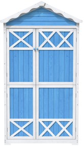 Depozit pentru mobilier de grădină din lemn pentru exterior, design rezistent la intemperii cu întărituri stabile în formă de X, 93x45x179 cm, Albastru
