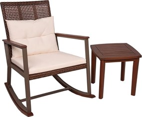 Balansoar cu măsuță maro închis din lemn masiv Sinaloa – Garden Pleasure