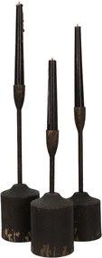 Set 3 suporturi de lumanari, negre, din metal, H35/30/25 cm
