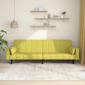 337496 vidaXL Canapea extensibilă cu 2 locuri, 2 perne, verde, textil