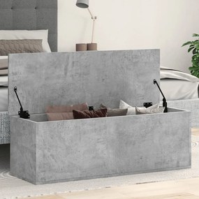 840691 vidaXL Cutie de depozitare, gri beton, 102x35x35 cm, lemn prelucrat