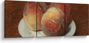 Tablou - Henri Fantin-Latour, Three Peaches on a Plate, reproducere (cu ceas) (90x30 cm)