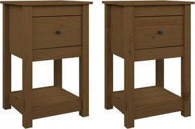 vidaXL Noptiere, 2 buc, maro miere, 40x35x61,5 cm, lemn masiv de pin