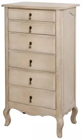 Cabinet din lemn de mesteacan, cu 6 sertare Venezia VE821K Beige, l66xA45xH116 cm