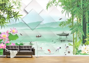Tapet Premium Canvas - Abstract peisaj asiatic