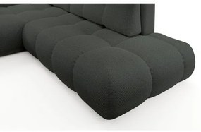 Canapea colțar extensibil ALMADA, tapițată, cu spațiu de depozitare, formă L, orientare stânga, antracit