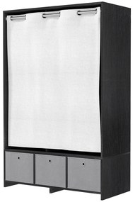 HOMCOM Dulap penderie dulap de depozitare cu tringle cortină 3 nișe și 3 sertare din material textil detașabile 105 x 48 x 160 cm | Aosom Romania