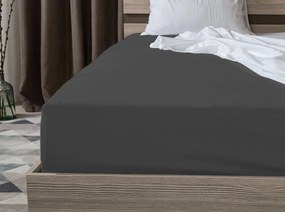 Cearsaf jersey BASIC gri inchis 90 x 200 cm
