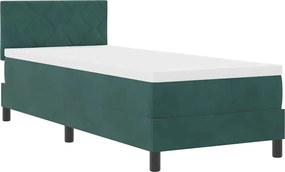 vidaXL Pat cu arc LED cu saltea Verde închis 80 x 200 cm Catifea