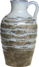 Vază decorativă cu mâner, stil rustic artizanal, culoare naturală teracotă, din ceramică, „Aurelia”