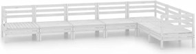 vidaXL Set mobilier de grădină, 7 piese, alb, lemn masiv de pin