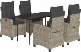 vidaXL Set mobilier de grădină cu perne, 5 piese gri deschis poliratan