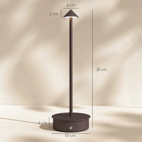 HOMCOM Lampă de Masă Reîncărcabilă cu USB, Lampă Fără Fir cu Temperatura Culorii Reglabilă 3000K/4500K/6500K, Control Touch, Autonomie 4-8 Ore, Cafea | Aosom Romania