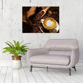 Tablou pe sticlă - O ceașcă de cafea (70x50 cm)