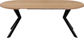 Masă extensibilă de sufragerie, stejar deschis/negru, 100-250x75,5 cm, LUKOS