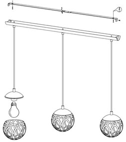 Eglo 99072 - Lustră pe cablu MIRTAZZA 3xE27/60W/230V