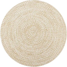 vidaXL Covor manual, alb și natural, 120 cm, iută