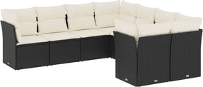 vidaXL Set mobilier de grădină cu perne, 8 piese, negru, poliratan