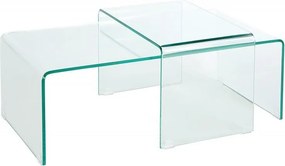 Set de 2 masute moderne din sticla transparenta Fantome